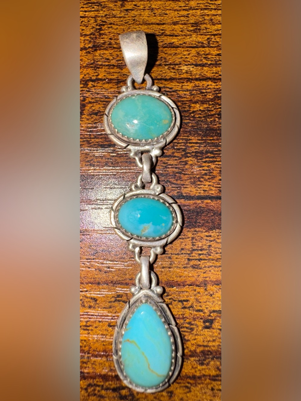 Sierra Nevada Turquoise Drop Pendant with Fully Closed Back in Sterling Silver